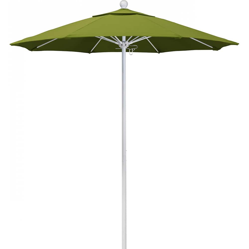 California Umbrella - Patio Umbrellas; Umbrella Diameter (Inch): 90 ; Height (Feet): 8.000 ; Fabric Color: Kiwi ; Base Included: No ; Frame Material: Aluminum ; Frame Color: White - Exact Industrial Supply