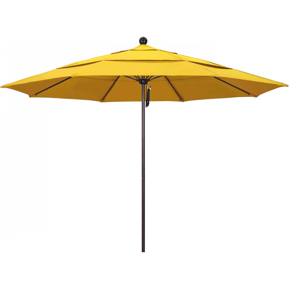 California Umbrella - Patio Umbrellas; Umbrella Diameter (Inch): 132 ; Height (Feet): 8.916 ; Fabric Color: Lemon ; Base Included: No ; Frame Material: Aluminum ; Frame Color: Bronze - Exact Industrial Supply
