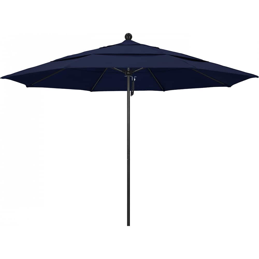 California Umbrella - Patio Umbrellas; Umbrella Diameter (Inch): 132 ; Height (Feet): 8.916 ; Fabric Color: Navy Blue ; Base Included: No ; Frame Material: Aluminum ; Frame Color: Black - Exact Industrial Supply