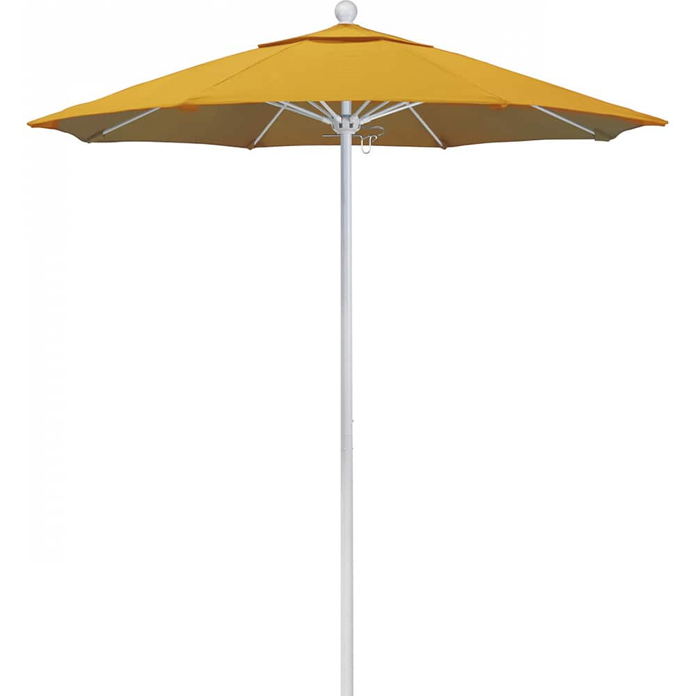 California Umbrella - Patio Umbrellas; Umbrella Diameter (Inch): 90 ; Height (Feet): 8.000 ; Fabric Color: Lemon ; Base Included: No ; Frame Material: Aluminum ; Frame Color: White - Exact Industrial Supply