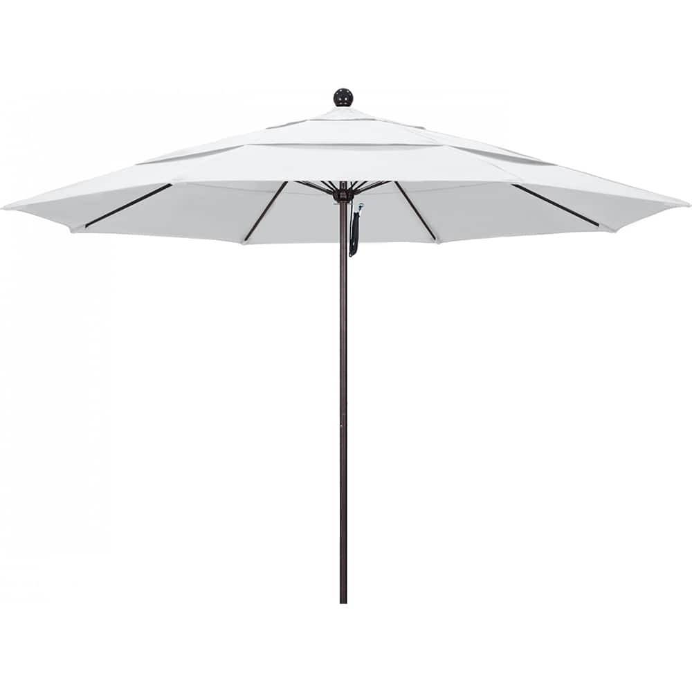 California Umbrella - Patio Umbrellas; Umbrella Diameter (Inch): 132 ; Height (Feet): 8.916 ; Fabric Color: White ; Base Included: No ; Frame Material: Aluminum ; Frame Color: Bronze - Exact Industrial Supply