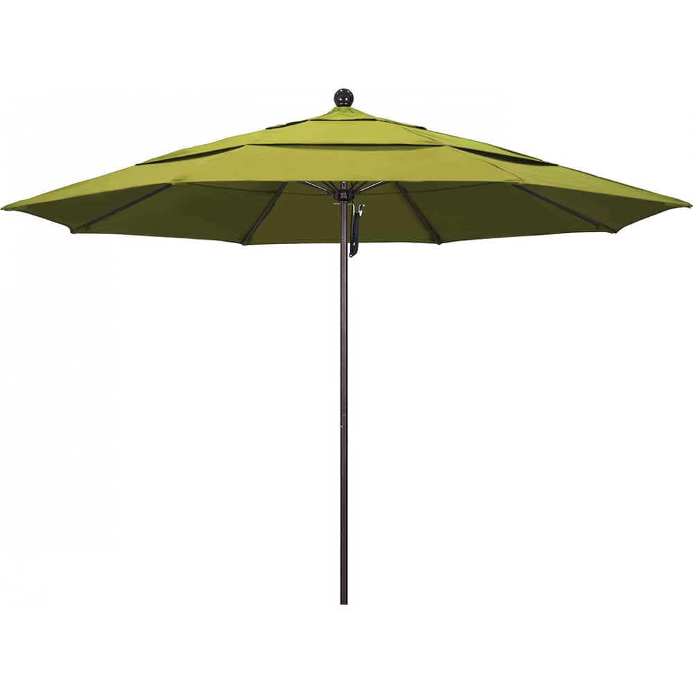 California Umbrella - Patio Umbrellas; Umbrella Diameter (Inch): 132 ; Height (Feet): 8.916 ; Fabric Color: Kiwi ; Base Included: No ; Frame Material: Aluminum ; Frame Color: Bronze - Exact Industrial Supply
