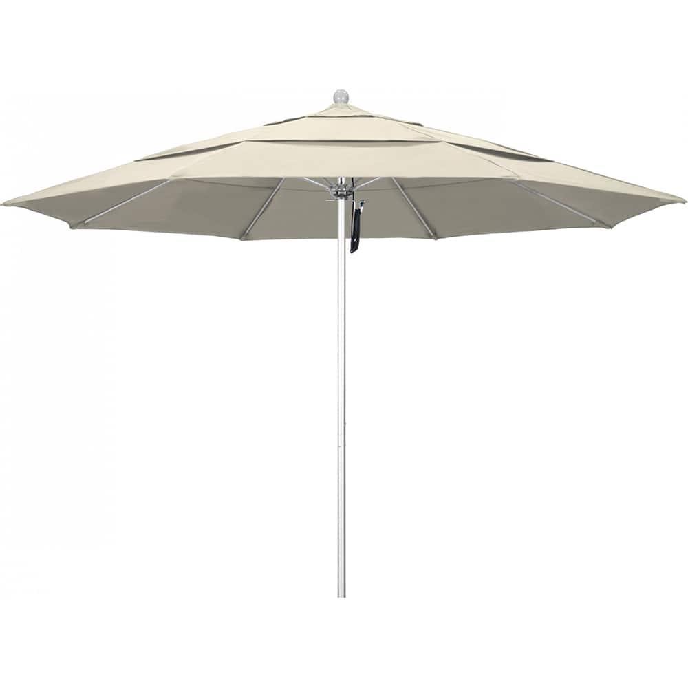 California Umbrella - Patio Umbrellas; Umbrella Diameter (Inch): 132 ; Height (Feet): 8.916 ; Fabric Color: Beige ; Base Included: No ; Frame Material: Aluminum ; Frame Color: Silver - Exact Industrial Supply