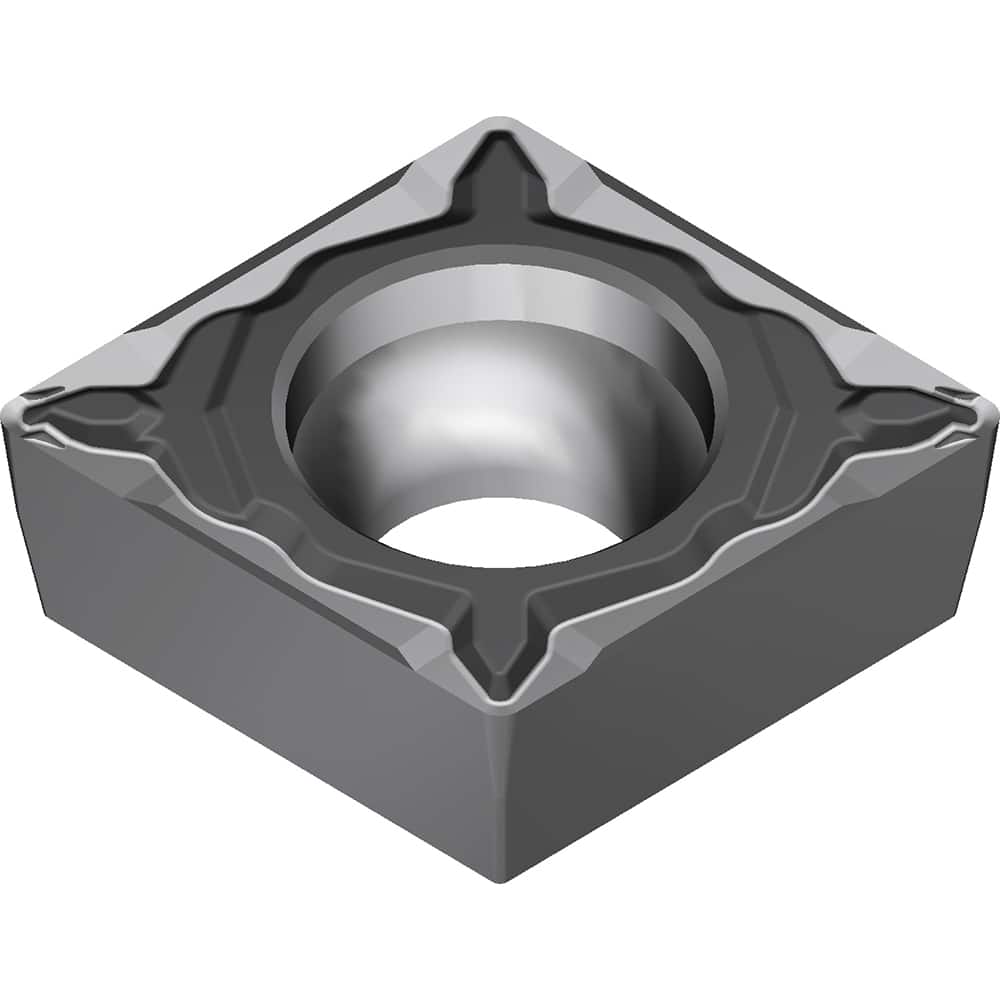 CPMT322ELU AC8025P Carbide Turning Insert Absotech Finish, 0.3819″ Long, 3/8″ Inscribed Circle, 0.0315″ Corner Radius, 0.1252″ Thick, 80° Included Angle, Series AC8000P