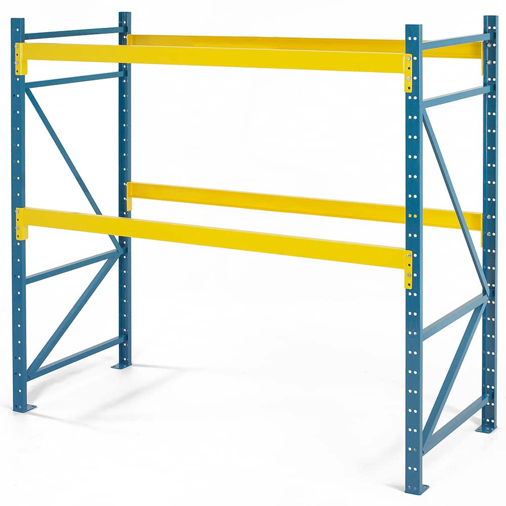 Steel King - Storage Racks; Type: Pallet Rack Starter Unit ; Width (Inch): 72 ; Height (Inch): 96 ; Depth (Inch): 36 ; Number of Bays: 1 ; Color: Blue; Yellow - Exact Industrial Supply