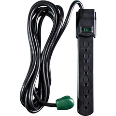 GoGreen Power - Power Outlet Strips; Amperage: 15 ; Voltage: 125 ; Number of Outlets: 6 ; Material: Plastic ; Mounting Type: Floor ; Cord Length (Feet): 12 - Exact Industrial Supply