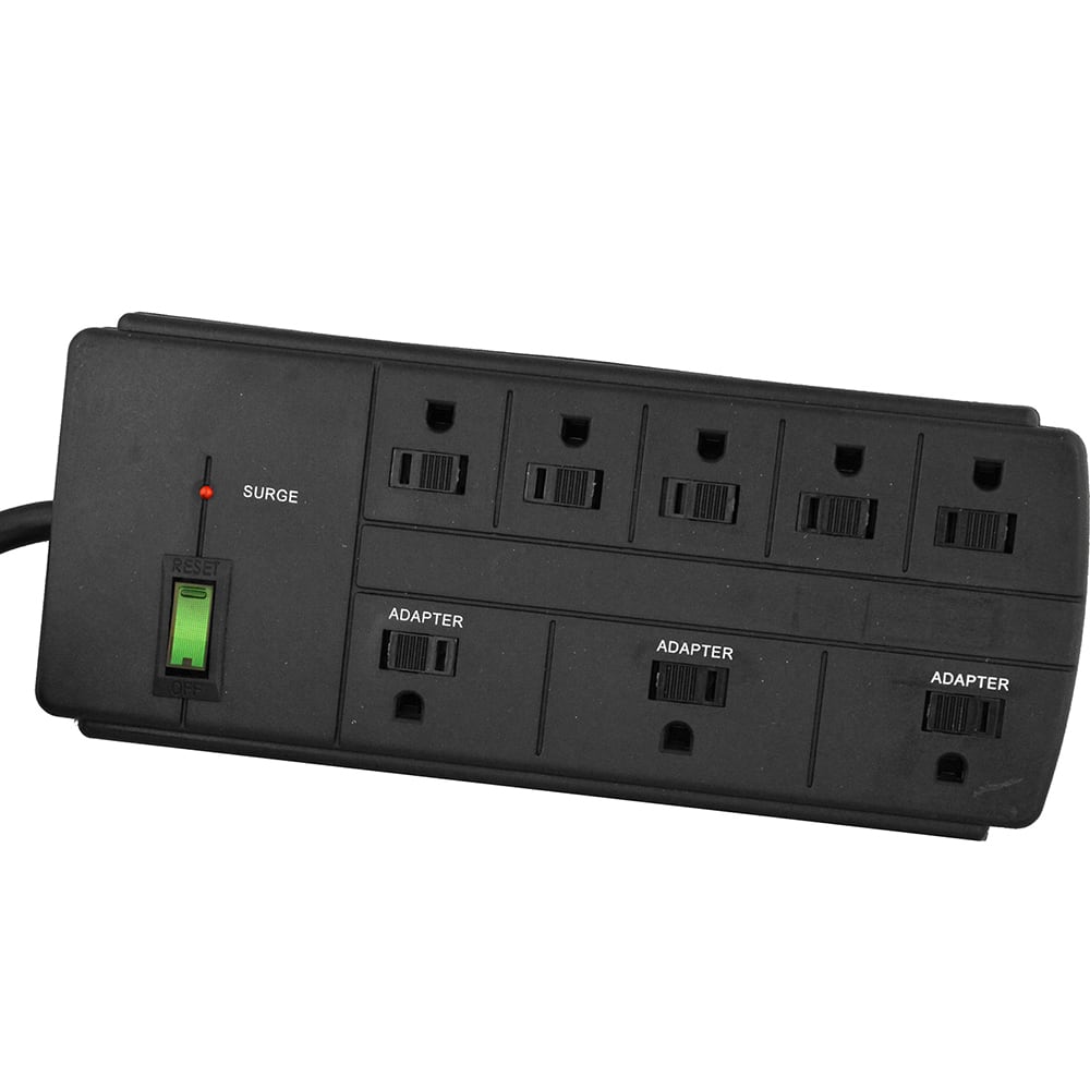 GoGreen Power - Power Outlet Strips; Amperage: 15 ; Voltage: 125 ; Number of Outlets: 8 ; Material: Plastic ; Mounting Type: Floor ; Cord Length (Feet): 6 - Exact Industrial Supply