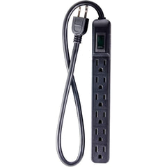 GoGreen Power - Power Outlet Strips; Amperage: 15 ; Voltage: 125 ; Number of Outlets: 6 ; Material: Plastic ; Mounting Type: Floor ; Cord Length (Feet): 2.5 - Exact Industrial Supply