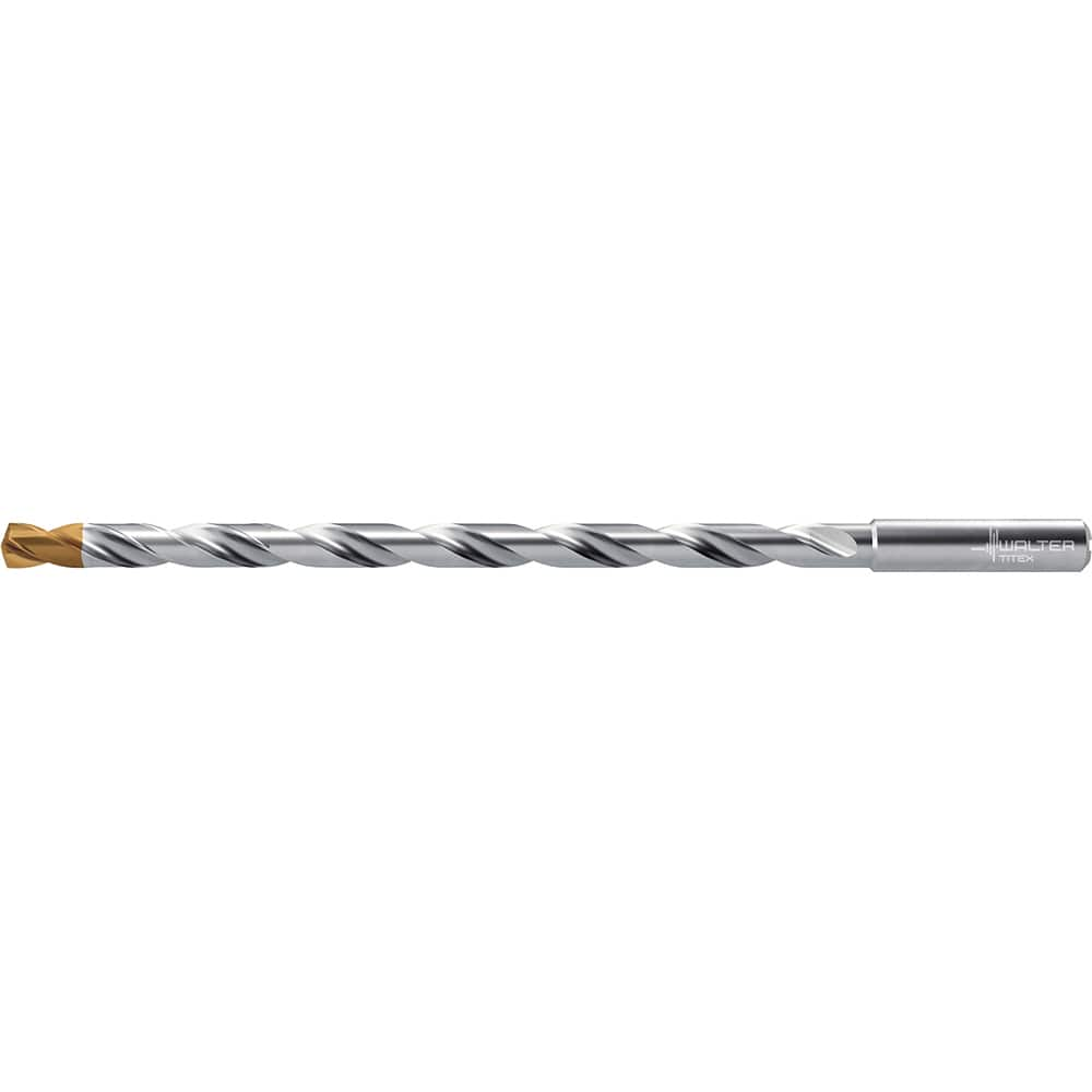 Extra Length Drill Bit: 0.5906″ Dia, 140 °, Solid Carbide TiSiAlCrN Finish, 11.339″ Flute Length, 13.386″ OAL, Straight-Cylindrical Shank, Series DC160-16-A1