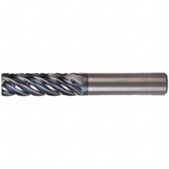 Corner Radius End Mill: 5/8″ Dia, 1-7/8″ LOC, 0.03″ Radius, 6 Flutes, Solid Carbide 4″ OAL, 5/8″ Shank Dia, 38 ° Helix, AlTiN Coated, Corner Radius End, Centercutting, Series KOR6