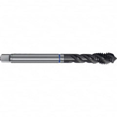 Spiral Flute Tap: M12 x 1.25, Metric Fine, 3 Flute, Semi-Bottoming, 6HX Class of Fit, HSS-E, TiAlN Finish Right Hand Flute, Right Hand Thread, D7 & D8,Series 0394