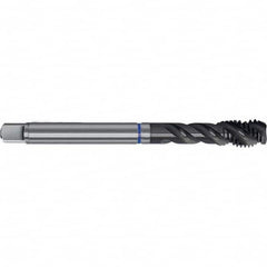 Spiral Flute Tap: M18 x 1.50, Metric Fine, 4 Flute, Semi-Bottoming, 6HX Class of Fit, PM-HSS-E, TiAlN Finish Right Hand Flute, Right Hand Thread, D5 & D6, Series 4635