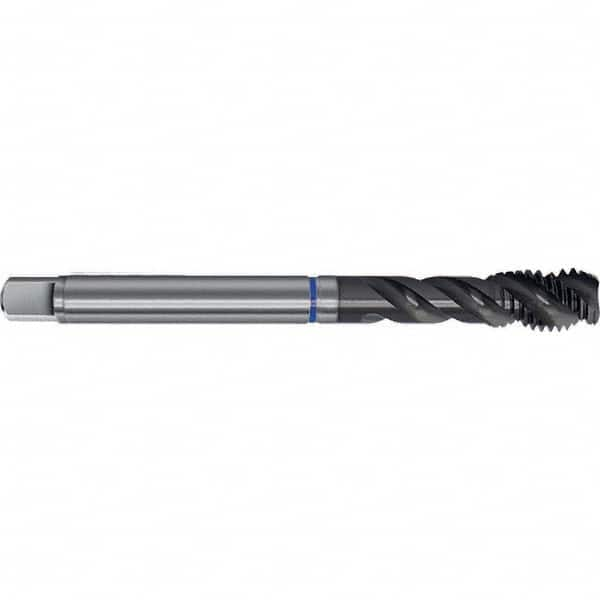 Spiral Flute Tap: M8 x 1.00, Metric Fine, 3 Flute, Semi-Bottoming, 6HX Class of Fit, PM-HSS-E, TiAlN Finish Right Hand Flute, Right Hand Thread, D5 & D6, Series 4635