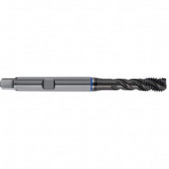 Spiral Flute Tap: M20 x 2.50, Metric, 4 Flute, Semi-Bottoming, 6HX Class of Fit, PM-HSS-E, TiAlN Finish Right Hand Flute, Right Hand Thread, D7 & D8, Series 4650