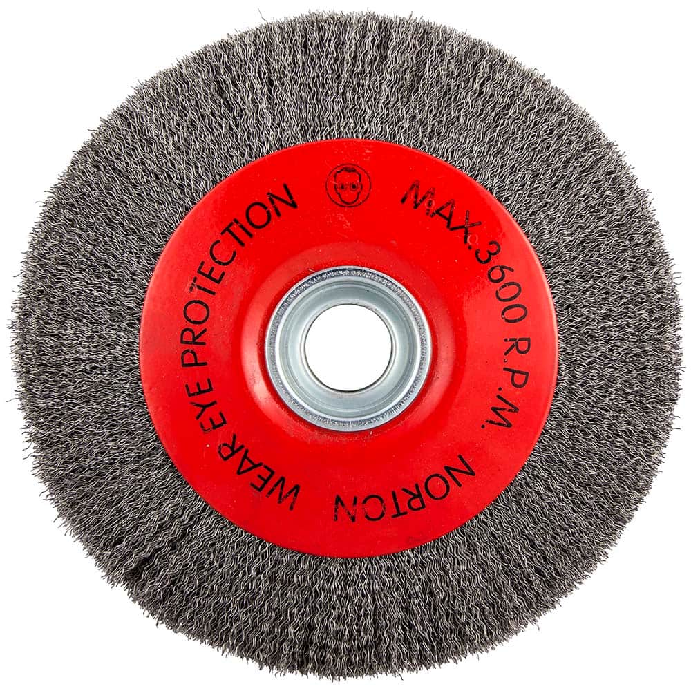 Norton - 10" OD, 3/4" Arbor Hole, Crimped Carbon Wheel Brush - Exact Industrial Supply
