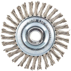 Norton - 4" OD, 5/8-11 Arbor Hole, Stringer Bead Twist Knot Stainless Steel Wheel Brush - Exact Industrial Supply