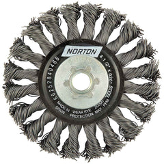 Norton - 4-1/2" OD, 5/8-11 Arbor Hole, Knotted Carbon Wheel Brush - Exact Industrial Supply