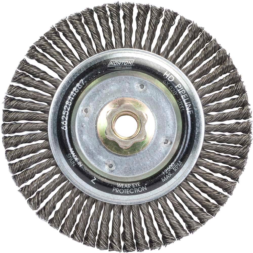 Norton - 6" OD, 5/8-11 Arbor Hole, Stringer Bead Carbon Wheel Brush - Exact Industrial Supply