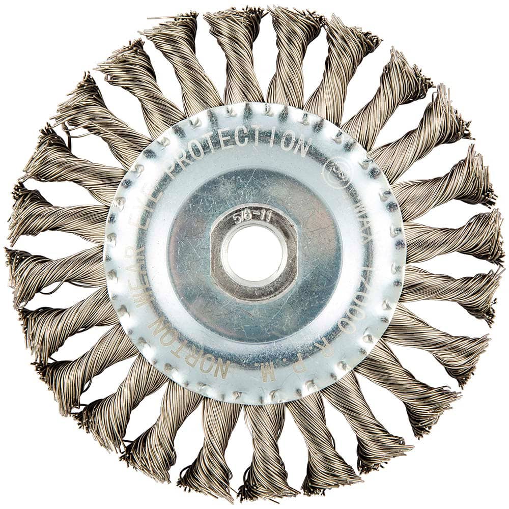 Norton - 5" OD, 5/8-11 Arbor Hole, Stringer Bead Stainless Steel Wheel Brush - Exact Industrial Supply