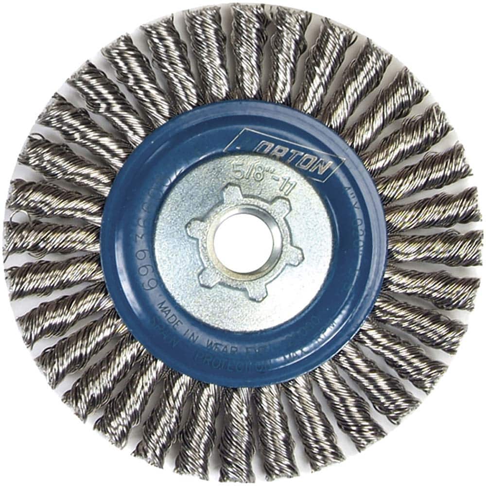 Norton - 4" OD, 5/8-11 Arbor Hole, Stringer Bead Twist Knot Stainless Steel Wheel Brush - Exact Industrial Supply