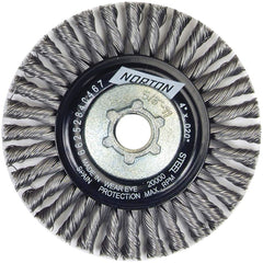 Norton - 4" OD, 5/8-11 Arbor Hole, Stringer Bead Twist Knot Carbon Wheel Brush - Exact Industrial Supply