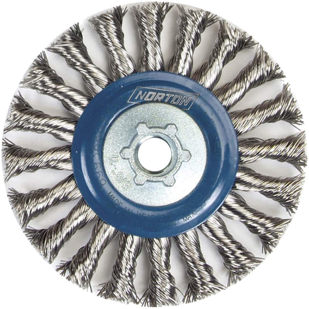 Norton - 4-1/2" OD, 5/8-11 Arbor Hole, Knotted Stainless Steel Wheel Brush - Exact Industrial Supply