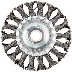 Norton - 4" OD, 5/8-11 Arbor Hole, Stringer Bead Twist Knot Carbon Wheel Brush - Exact Industrial Supply