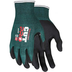 Cut, Puncture & Abrasive-Resistant Gloves: Size M, ANSI Cut A2, ANSI Puncture 3, Nitrile, HPPE Green, Palm & Fingers Coated, HPPE Back, Foam Grip, ANSI Abrasion 5