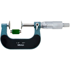 1″-2″ Measuring Range-0.001″ Graduation - Ratchet Thimble - High Speed Steel Face - Disc Micrometer - Exact Industrial Supply