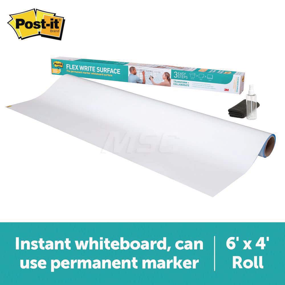 3M - Whiteboards & Magnetic Dry Erase Boards; Type: Dry Erase ; Height (Inch): 48 ; Width (Inch): 72 ; Material: WhiteBoard Surface ; Included Accessories: Cleaning Cloth ; Color: White - Exact Industrial Supply