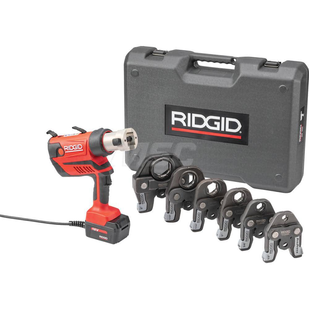 Ridgid - Benders, Crimpers & Pressers; Type: Presser ; Maximum Pipe Capacity (Inch): 4 ; Minimum Pipe Capacity: 1/2 (Inch); Overall Length (Inch): 11 ; Includes: RP 350 Press Tool; 120V AC Adapter; 1/2" to 2" Pro Press Jaws; Carrying Case ; For Use With: - Exact Industrial Supply