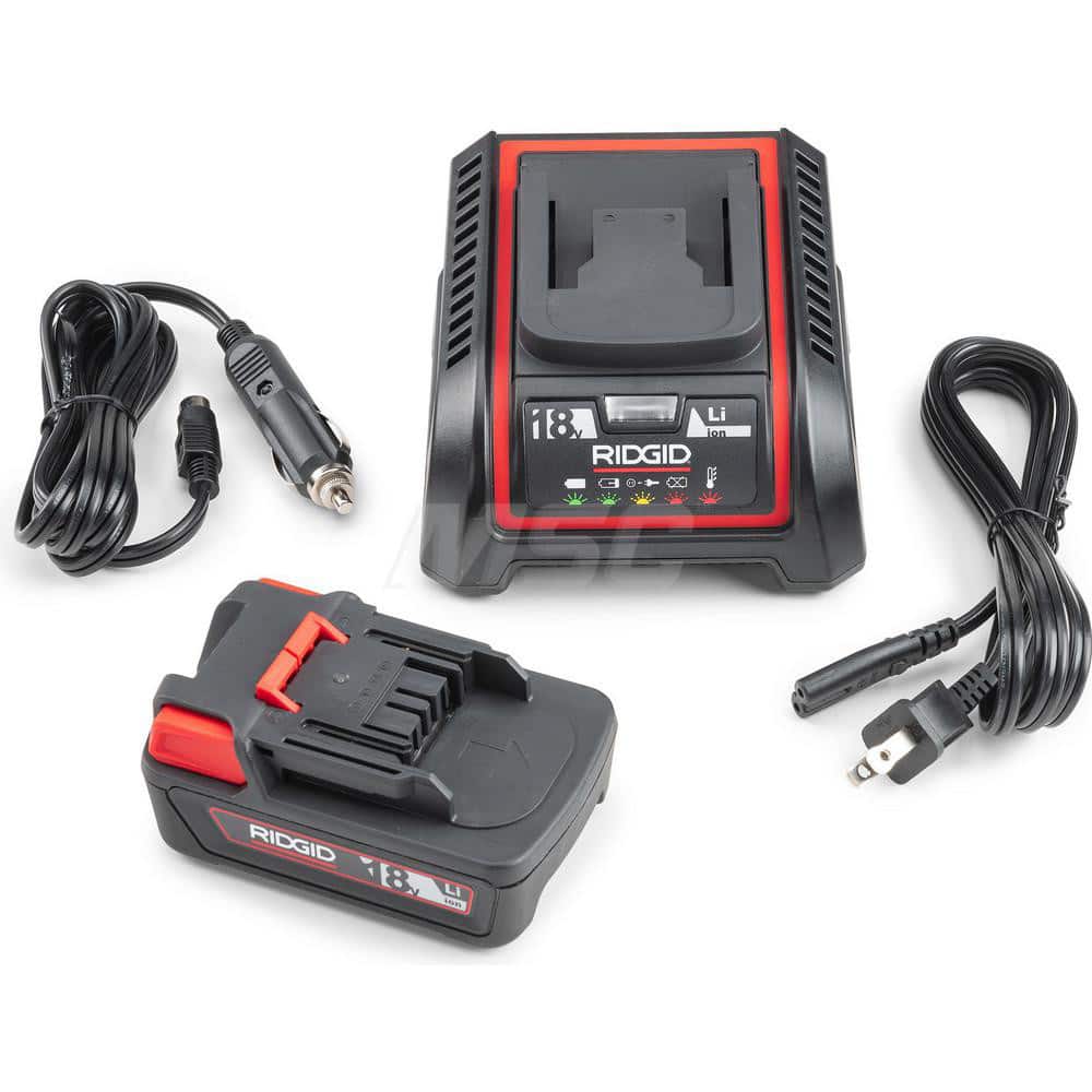 Ridgid - Power Tool Chargers; Voltage: 18 ; Battery Chemistry: Lithium Ion ; Number of Batteries: 1 ; For Use With 1: RIDGID 18V Cordless Products ; Time to Charge (Minutes): 45.00 ; Battery Included: Yes - Exact Industrial Supply