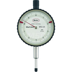 Mahr - Dial Drop Indicators; Maximum Measurement (Inch): 0.4 ; Maximum Measurement (mm): 10 ; Dial Graduation (mm): 0.0100 ; Dial Graduation (Decimal Inch): 0.000400 ; Dial Reading: 0-100 ; Dial Diameter (mm): 100.00 - Exact Industrial Supply