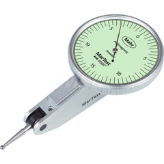 Mahr - Dial Test Indicators; Maximum Measurement (Decimal Inch): 0.0150 ; Maximum Measurement (mm): 0.40 ; Dial Graduation (Decimal Inch): 0.000500 ; Dial Graduation (mm): 0.0127 ; Dial Reading: 15-0-15 ; Dial Diameter (Inch): 1.1 - Exact Industrial Supply