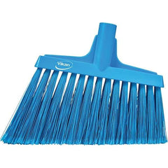 Vikan - 11-1/2" Wide, Blue Polyester Bristles, Angled Broom - Flagged, Water Resistant - Exact Industrial Supply