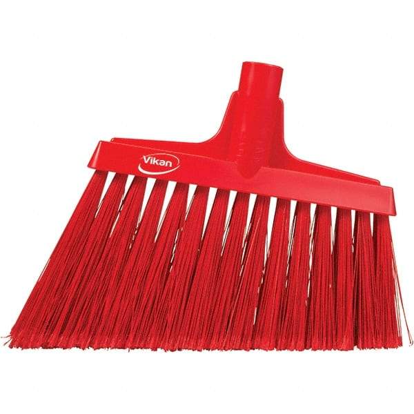 Vikan - 11-1/2" Wide, Red Polyester Bristles, Angled Broom - Flagged, Water Resistant - Exact Industrial Supply