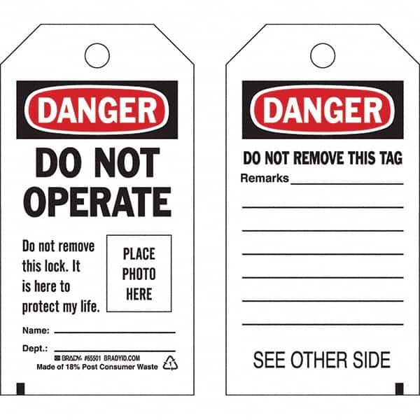 Brady - Safety & Facility Tags Message Type: Lockout Tag Header: DANGER - Exact Industrial Supply