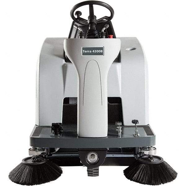 Advance - 46" Cleaning Width, Battery Powered Walk Behind & Sweeper - 0.8 hp, 420 RPM, Series Terra 4300B - Exact Industrial Supply