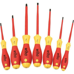 Wiha - Screwdriver Sets Screwdriver Types Included: Insulated Slotted; Phillips; Square Number of Pieces: 7 - Exact Industrial Supply