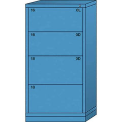 Lyon - 4 Drawer, Standard Eye-Level - Multiple Drawer Access Cabinet - Steel, 30" Wide x 28-1/4" Deep x 59-1/4" High, Wedgewood Blue - Exact Industrial Supply