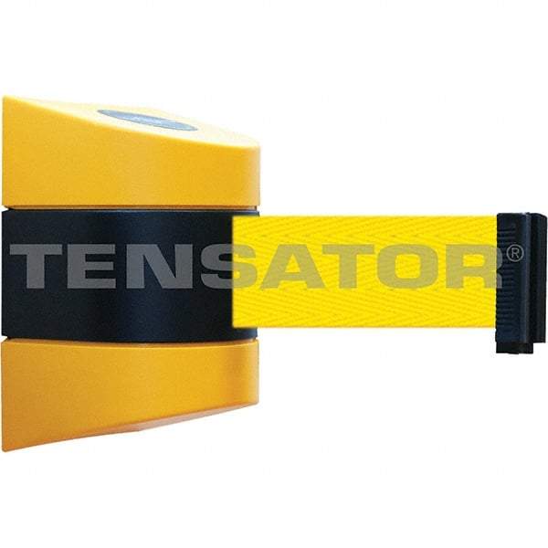 Tensator - 7-1/4" High x 4-3/4" Long x 4-3/4" Wide Magnetic Wall Mount Barrier - Yellow Powdercoat Finish, Black/Yellow, Use with Wall Mount - Exact Industrial Supply
