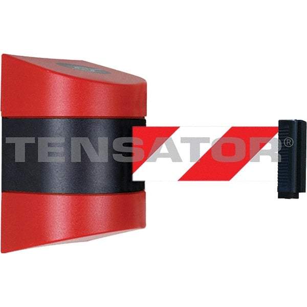 Tensator - 7-1/4" High x 4-3/4" Long x 4-3/4" Wide Magnetic Wall Mount Barrier - Red Powdercoat Finish, Black/Red, Use with Wall Mount - Exact Industrial Supply