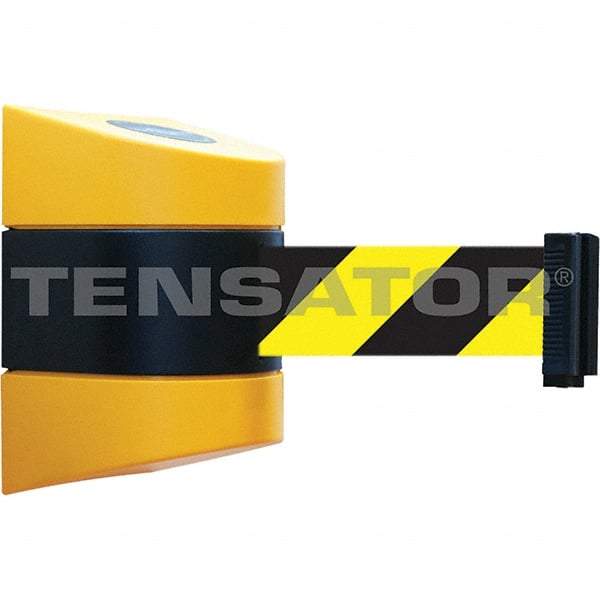 Tensator - 5-1/2" High x 3-1/4" Long x 3-1/4" Wide Magnetic Wall Mount Barrier - Metal, Yellow Powdercoat Finish, Black/Yellow, Use with Wall Mount - Exact Industrial Supply