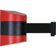 Tensator - 5-1/2" High x 3-1/4" Long x 3-1/4" Wide Magnetic Wall Mount Barrier - Metal, Red Powdercoat Finish, Red/Black, Use with Wall Mount - Exact Industrial Supply