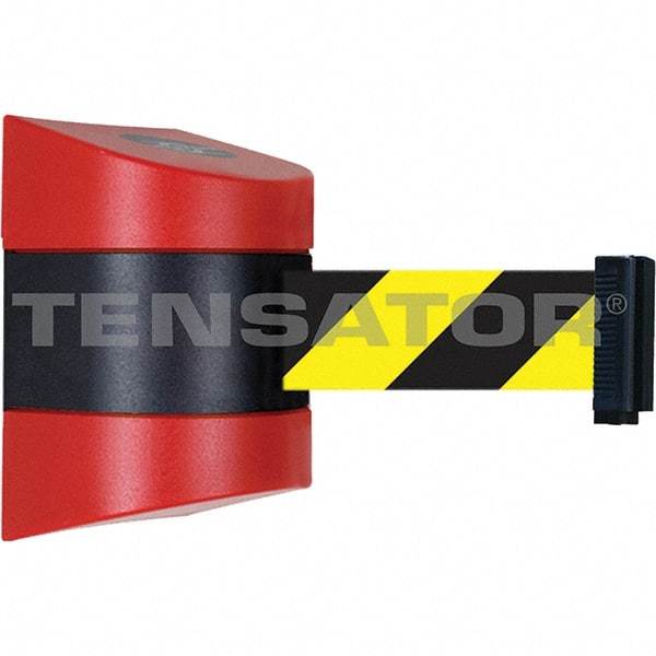 Tensator - 7-1/4" High x 4-3/4" Long x 4-3/4" Wide Magnetic Wall Mount Barrier - Metal, Red Powdercoat Finish, Red/Black, Use with Wall Mount - Exact Industrial Supply