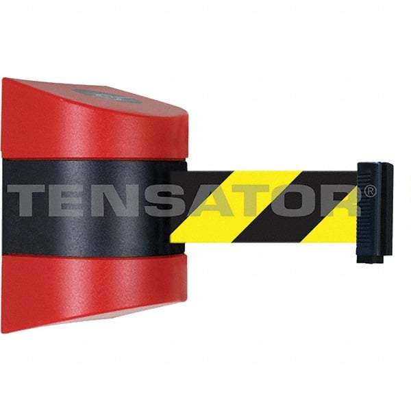 Tensator - 5-1/2" High x 3-1/4" Long x 3-1/4" Wide Magnetic Wall Mount Barrier - Metal, Red Powdercoat Finish, Red/Black, Use with Wall Mount - Exact Industrial Supply