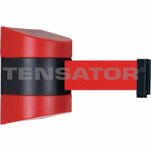 Tensator - 7-1/4" High x 4-3/4" Long x 4-3/4" Wide Magnetic Wall Mount Barrier - Metal, Red Powdercoat Finish, Red/Black, Use with Wall Mount - Exact Industrial Supply