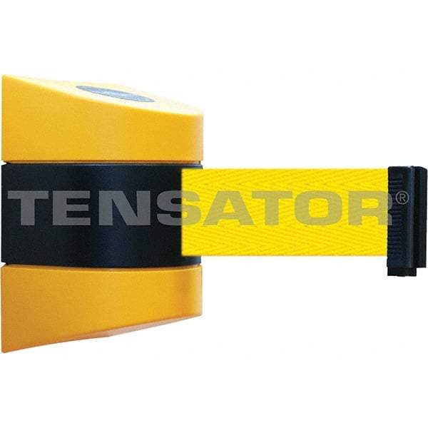 Tensator - 5-1/2" High x 3-1/4" Long x 3-1/4" Wide Magnetic Wall Mount Barrier - Metal, Yellow Powdercoat Finish, Black/Yellow, Use with Wall Mount - Exact Industrial Supply