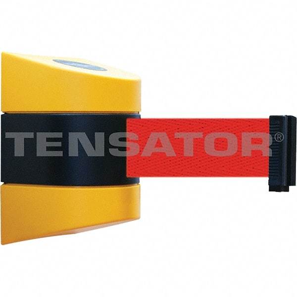 Tensator - 5-1/2" High x 3-1/4" Long x 3-1/4" Wide Magnetic Wall Mount Barrier - Metal, Yellow Powdercoat Finish, Black/Yellow, Use with Wall Mount - Exact Industrial Supply