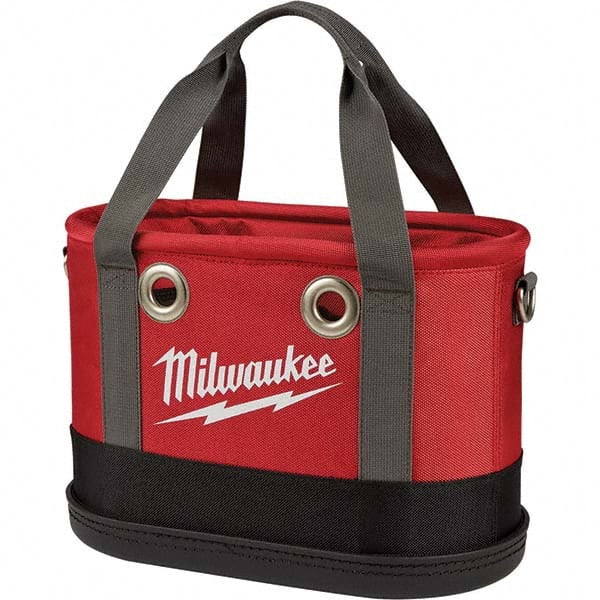 Milwaukee Tool - 24 Pocket, Ballistic Nylon, Black/Red Tool Bag - Exact Industrial Supply